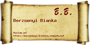 Berzsenyi Bianka névjegykártya